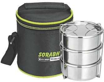 Stainless Steel 3 Tier Lunch With Isulated Bag (10 Centimeters)