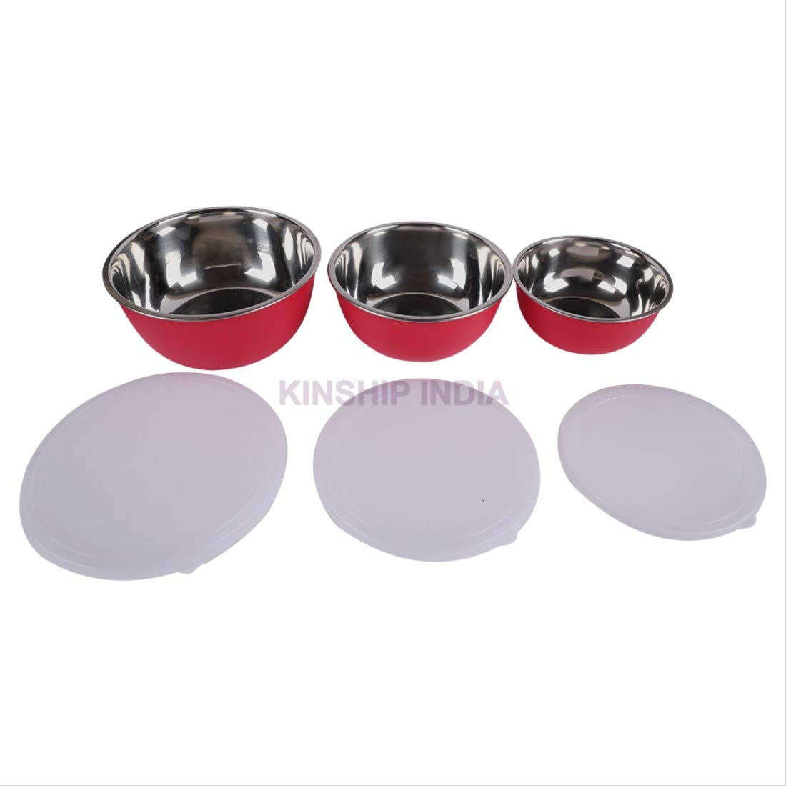 Stainless Steel Plastic Coated Euro Bowls Set Of 3
