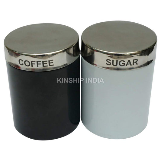 Stainless Steel Canister (1400 ml)2 Pieces, Black White
