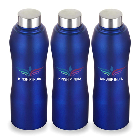 Stainless Steel Designer Water Bottle Set of Three,1 Litre (BLUE)