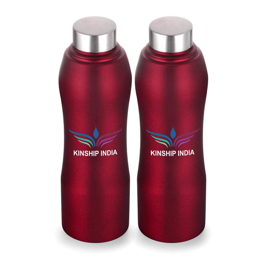 Stainless Steel Designer Water Bottle Set of Two,1 Litre (RED)