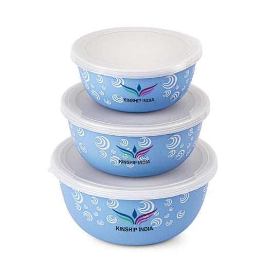 Stainless Steel Plastic Coated Designer Euro Bowls Set Of 3