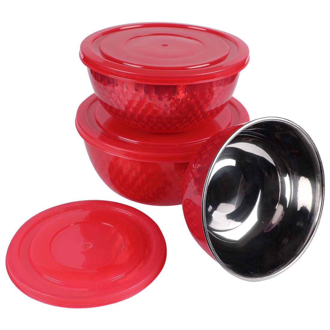 Microwave Safe Stainless Steel Diamond Euro Bowl Set of 3