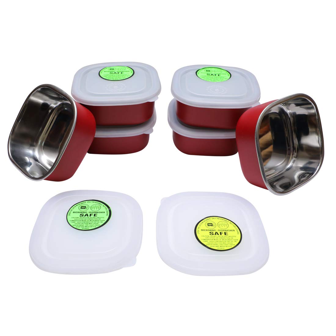 Stainless Steel Small Square Lunch Containers Set of 6