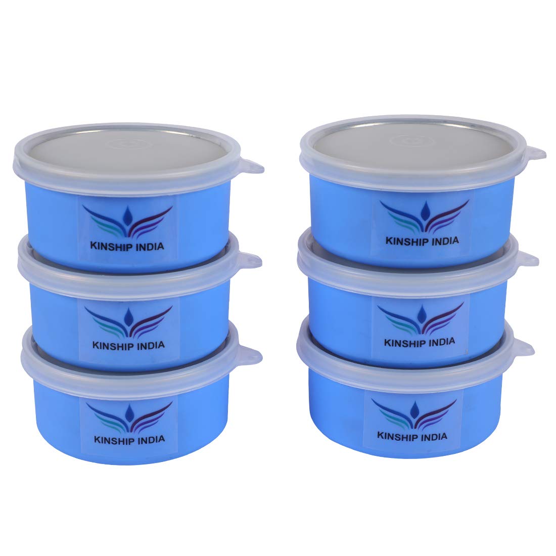 Microwave Safe Stainless Steel Small Lunch Containers (300 ml)- Set of 6 (Blue)
