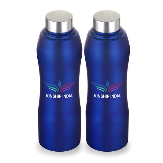 Stainless Steel Designer Water Bottle Set of Two,1 Litre (BLUE)