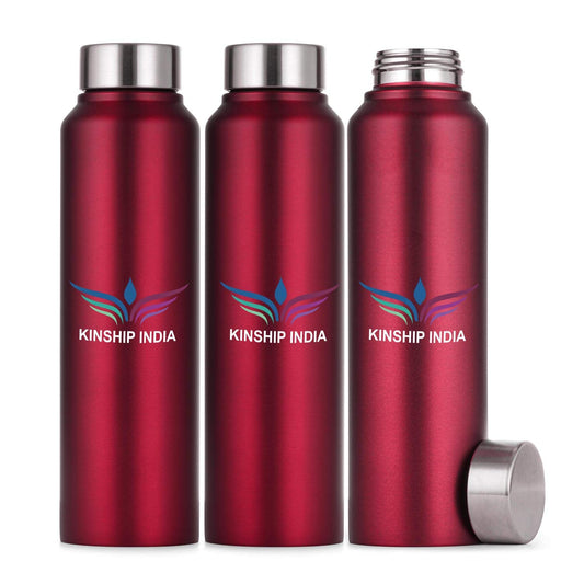 Stainless Steel Water Bottle Set of Three,1 Litre  (RED)
