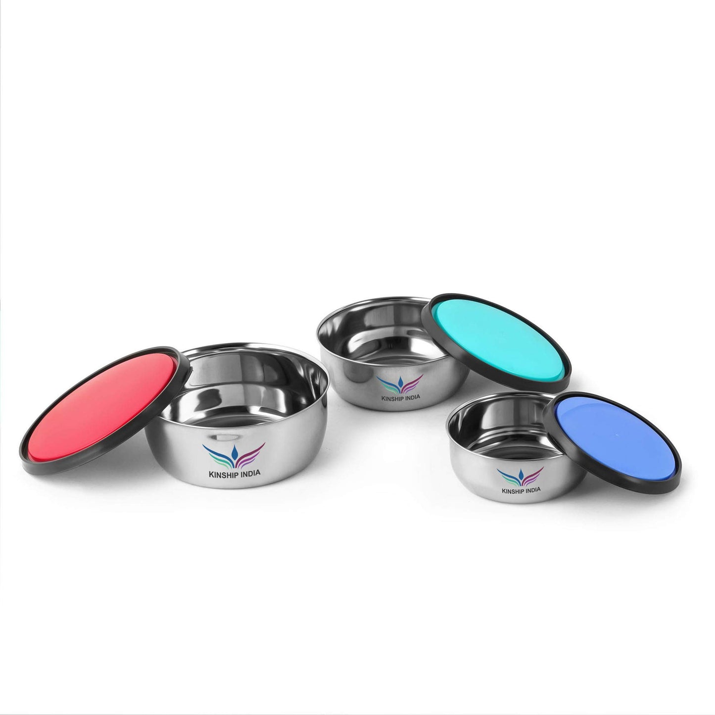 Multicolor Stainless Steel Storage Bowl Set of 3