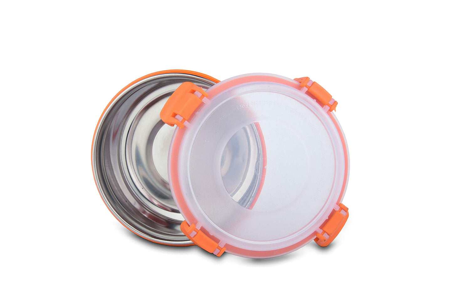 Stainless Steel Smart Lock Container Set of Two (425 ml,12cm)(ORANGE)