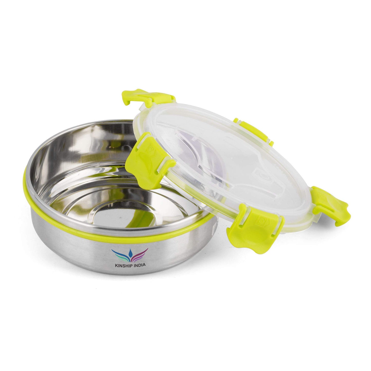 Stainless Steel Designer Containers with Lock (650,425 and 300 ml)-Set of 3 (GREEN)