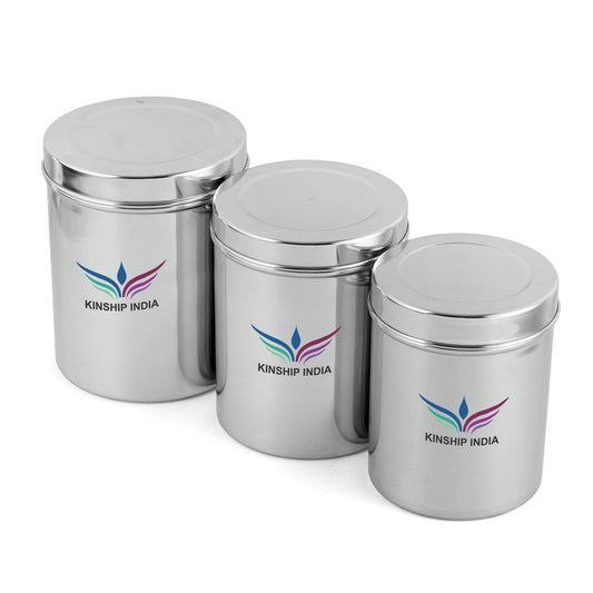 Stainless Steel Canister/Dabba - 3300 ml, 3 Pieces,