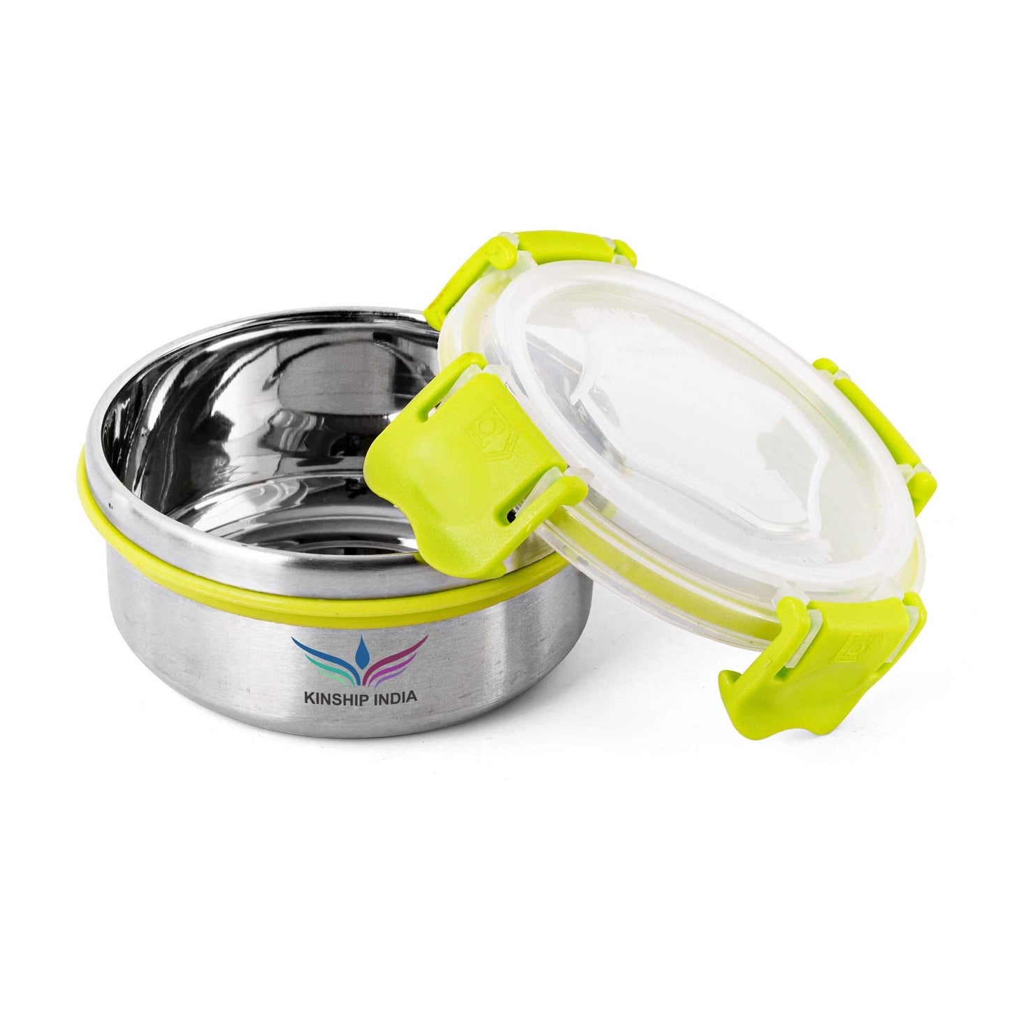 Stainless Steel Designer Smart Lock Tiffin Box -2 Containers (425 ml,12 cm,Green)