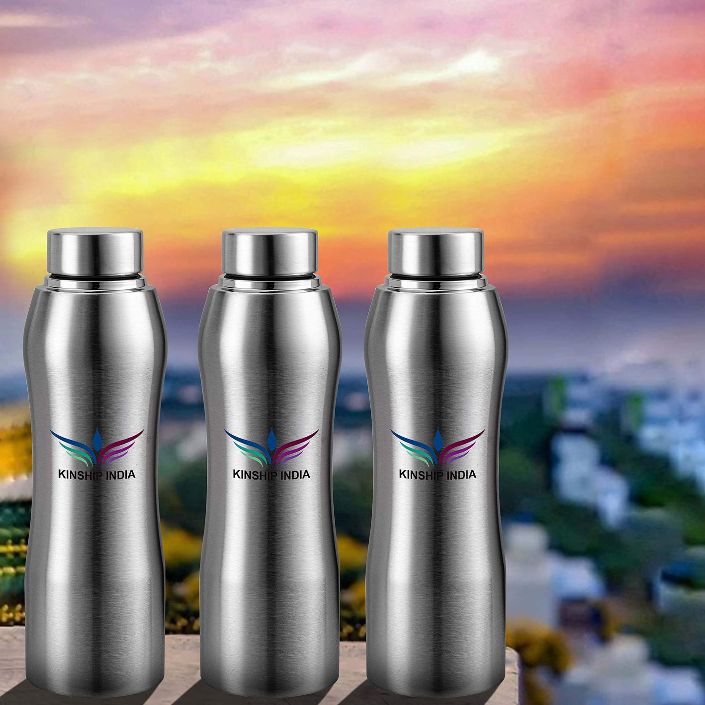 Stainless Steel Designer Water Bottle (1 L Each)-Set of 3