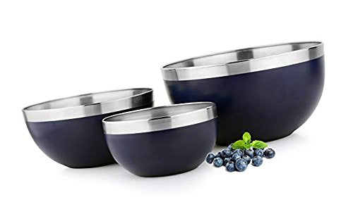 Stainless Steel Color Mixing & Serving Bowl(Set of 3) (BLACK)