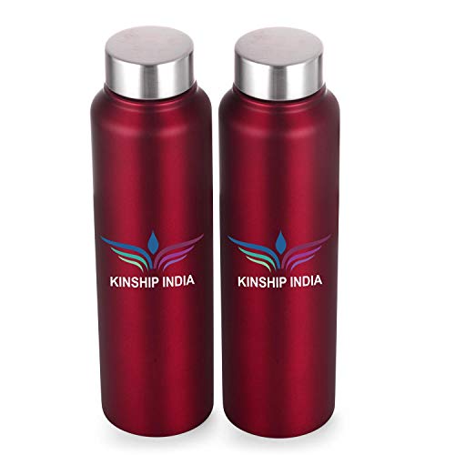 Stainless Steel Water Bottle Set of Two,1 Litre (RED)