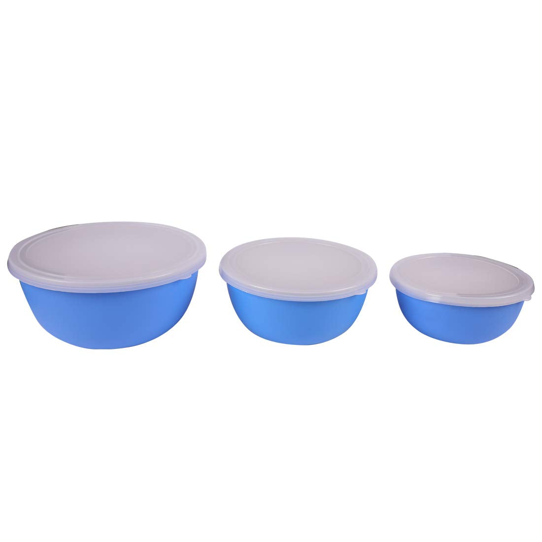 Microwave Safe Stainless Steel Plastic Coated Euro Bowl Set of 3 (Capacity 450 ML 700ML 1200ML)