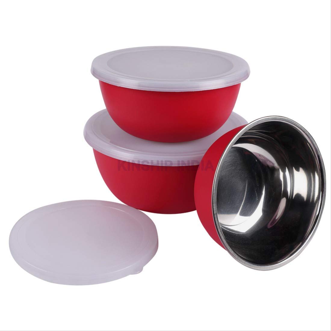 Stainless Steel Plastic Coated Euro Bowls Set Of 3