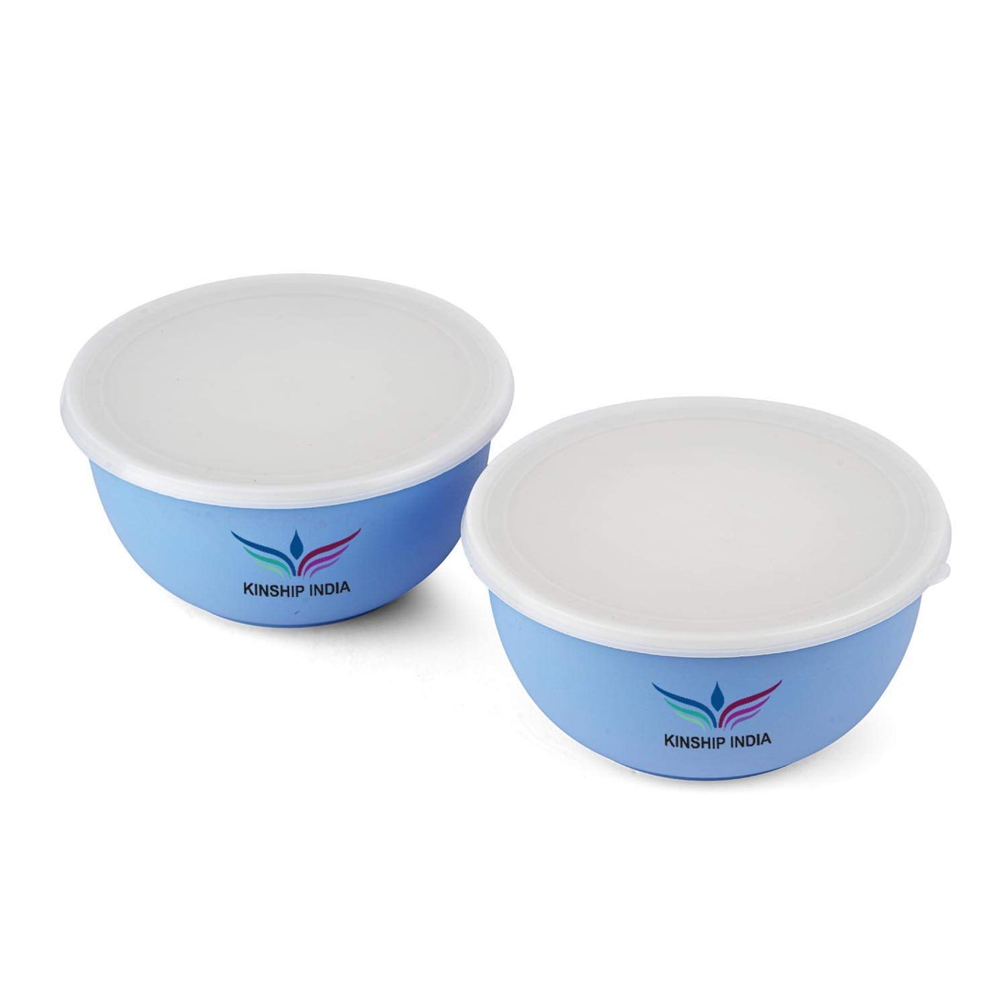 Microwave Safe Stainless Steel Plastic Coated Euro Bowl (2000 ml) (BLUE) Set of 2