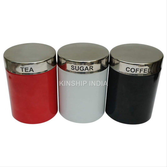 Stainless Steel Canister (2100 ml)3 Pieces,Black,Red,White