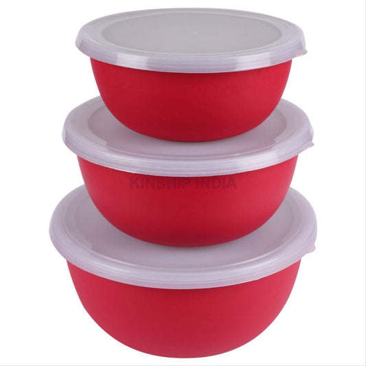 Stainless Steel Plastic Coated Euro Bowls Set Of 3