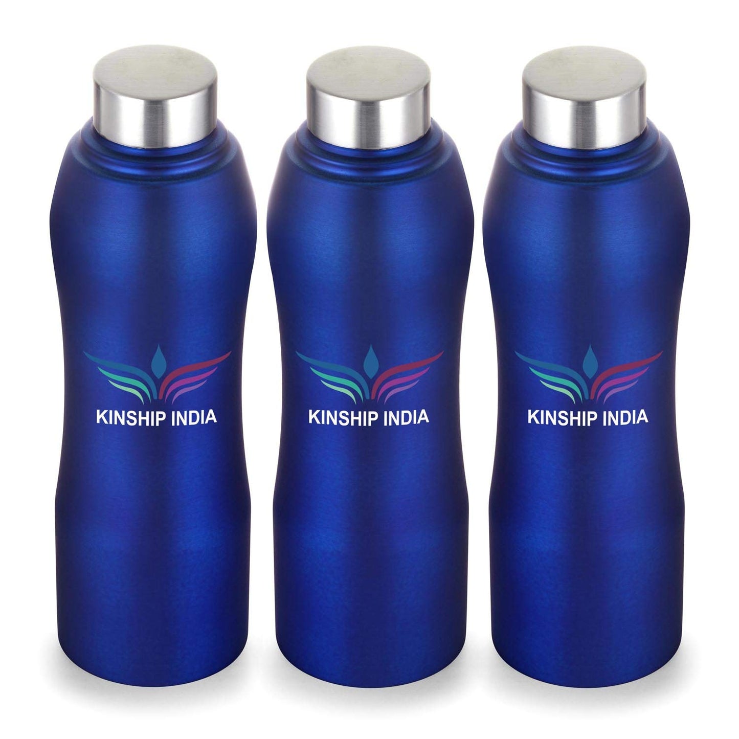 Stainless Steel Designer Water Bottle Set of Three,1 Litre (BLUE)
