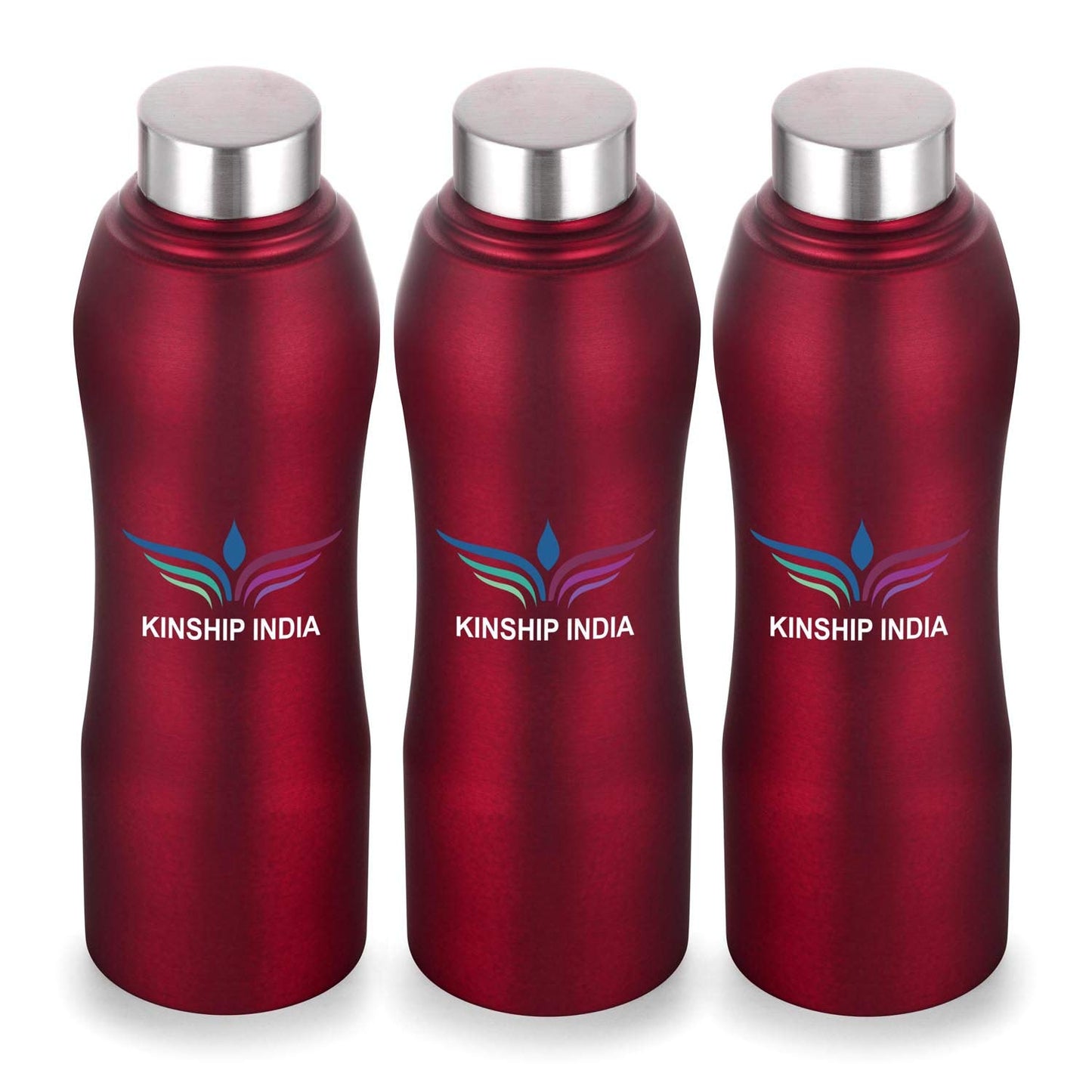 Stainless Steel Designer Water Bottle Set of Three,1 Litre  (RED)