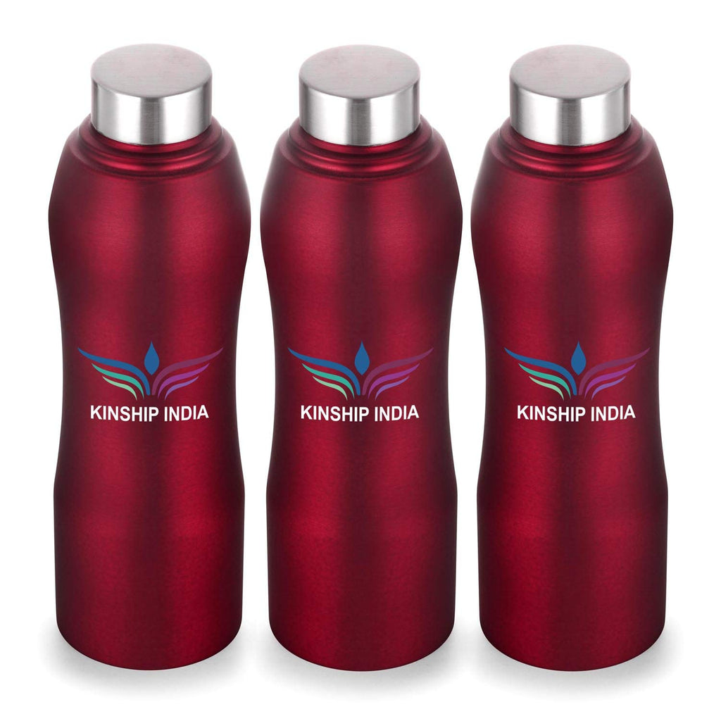 Stainless Steel Designer Water Bottle Set of Three,1 Litre  (RED)