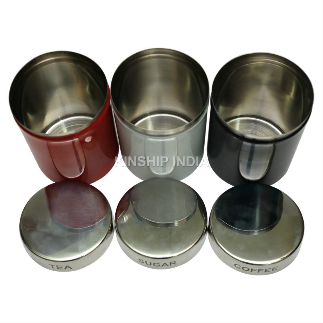 Stainless Steel Canister (2100 ml)3 Pieces,Black,Red,White