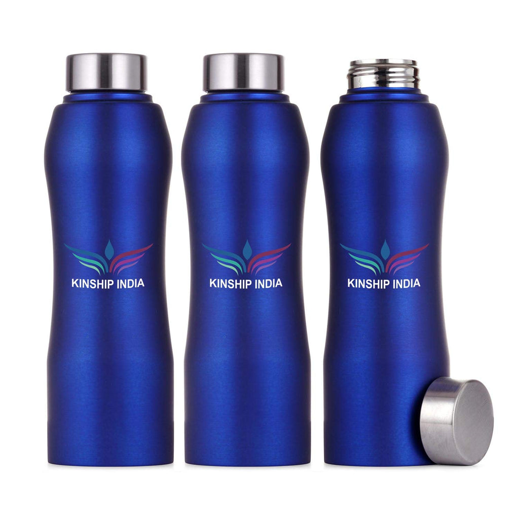 Stainless Steel Designer Water Bottle Set of Three,1 Litre (BLUE)