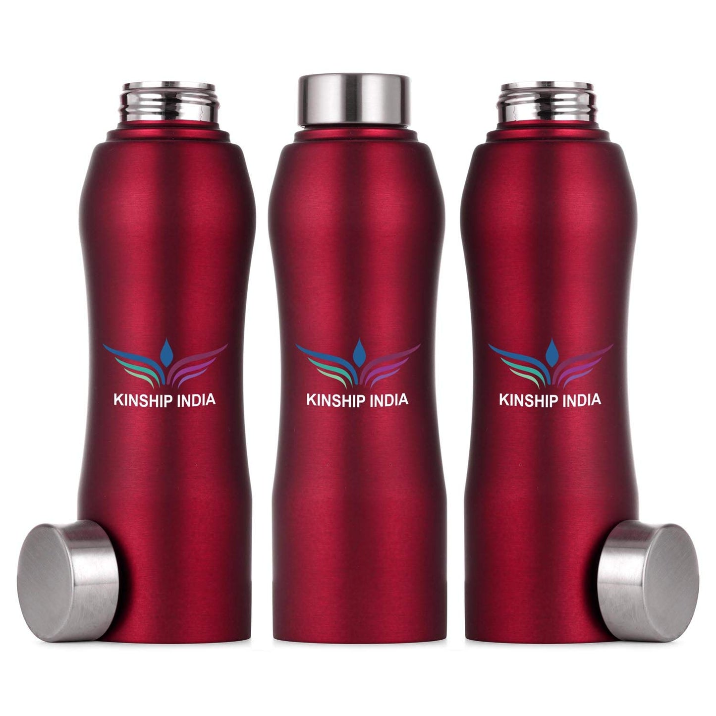 Stainless Steel Designer Water Bottle Set of Three,1 Litre  (RED)
