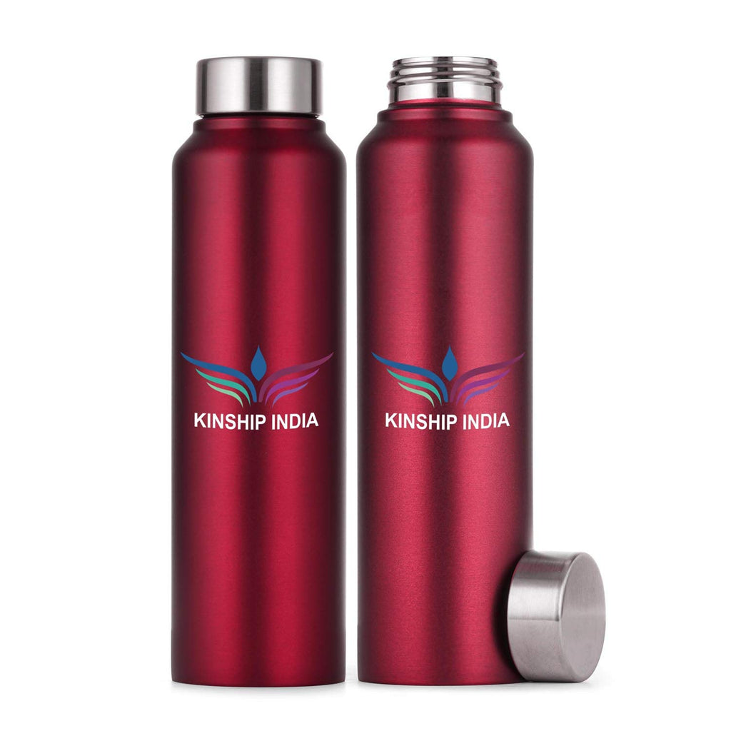 Stainless Steel Water Bottle Set of Two,1 Litre (RED)