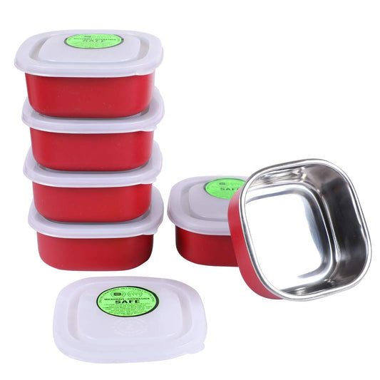 Stainless Steel Small Square Lunch Containers Set of 6