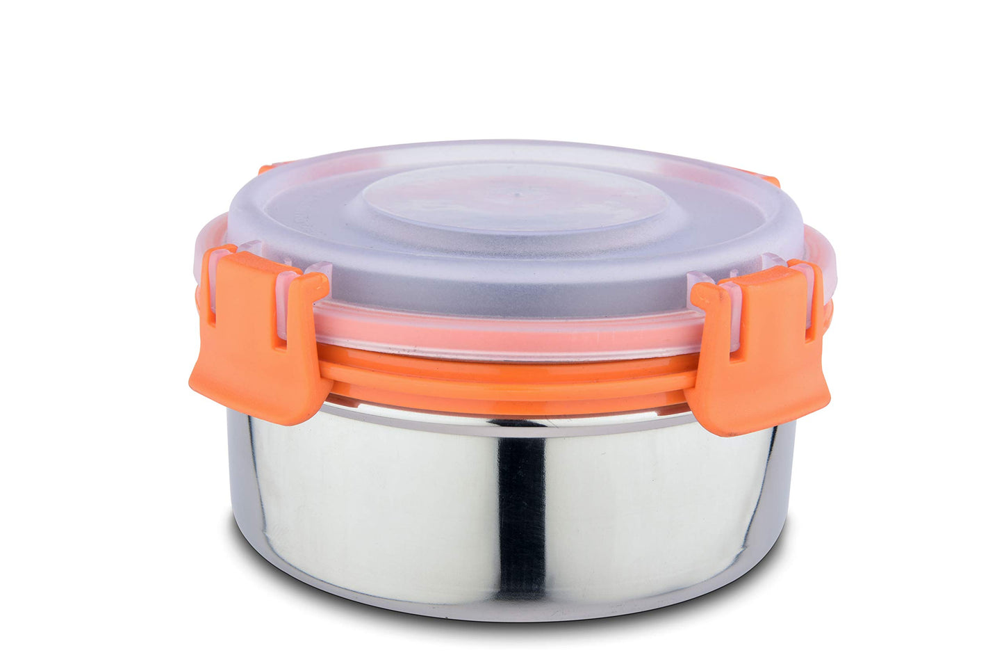 Stainless Steel Smart Lock Container Set of Two (425 ml,12cm)(ORANGE)