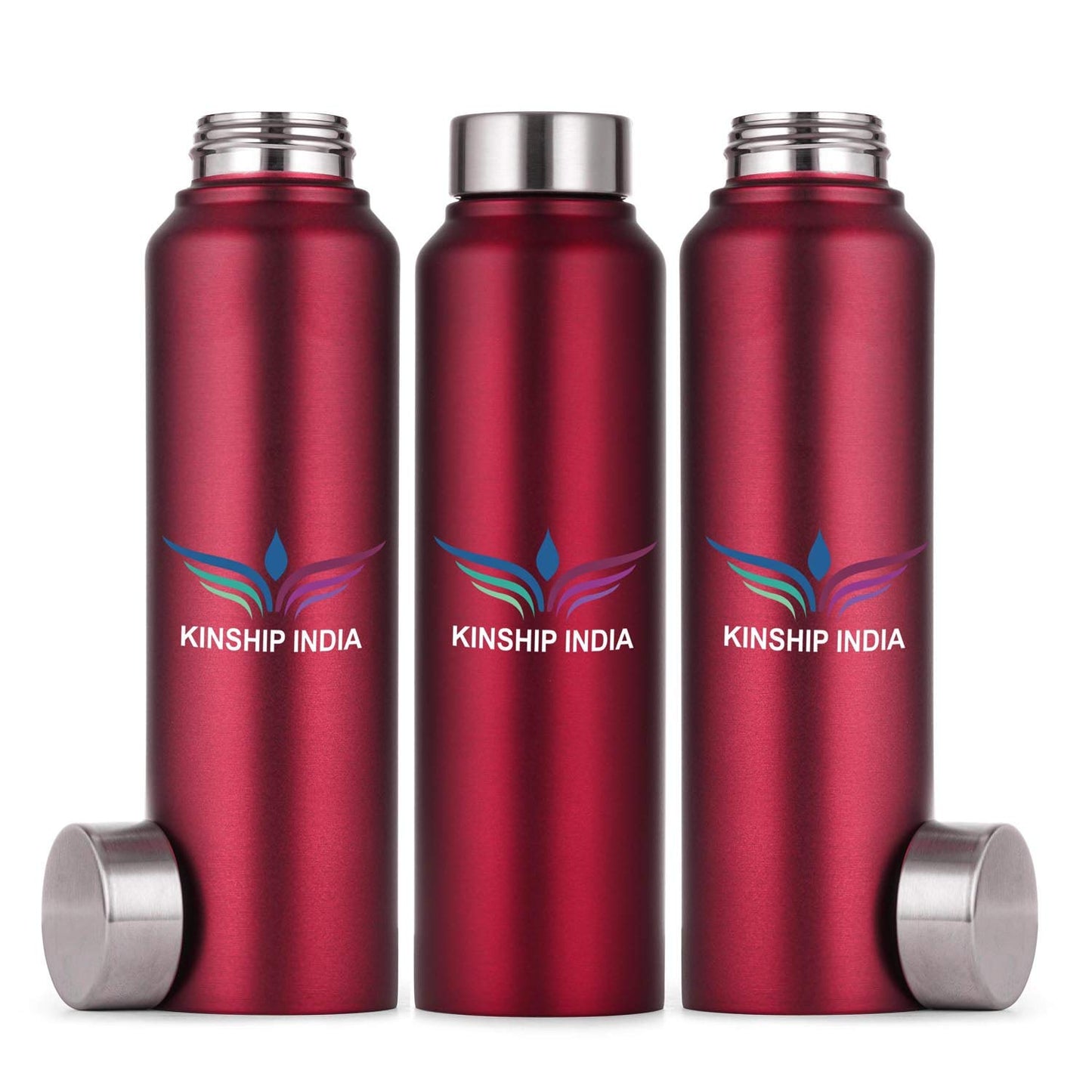 Stainless Steel Water Bottle Set of Three,1 Litre  (RED)