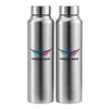 Stainless Steel Flat Water Bottle (1 L Each,Silver) - Set of 2