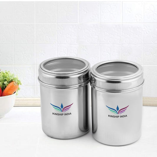 Stainless Steel See Through Containers Set Of 2