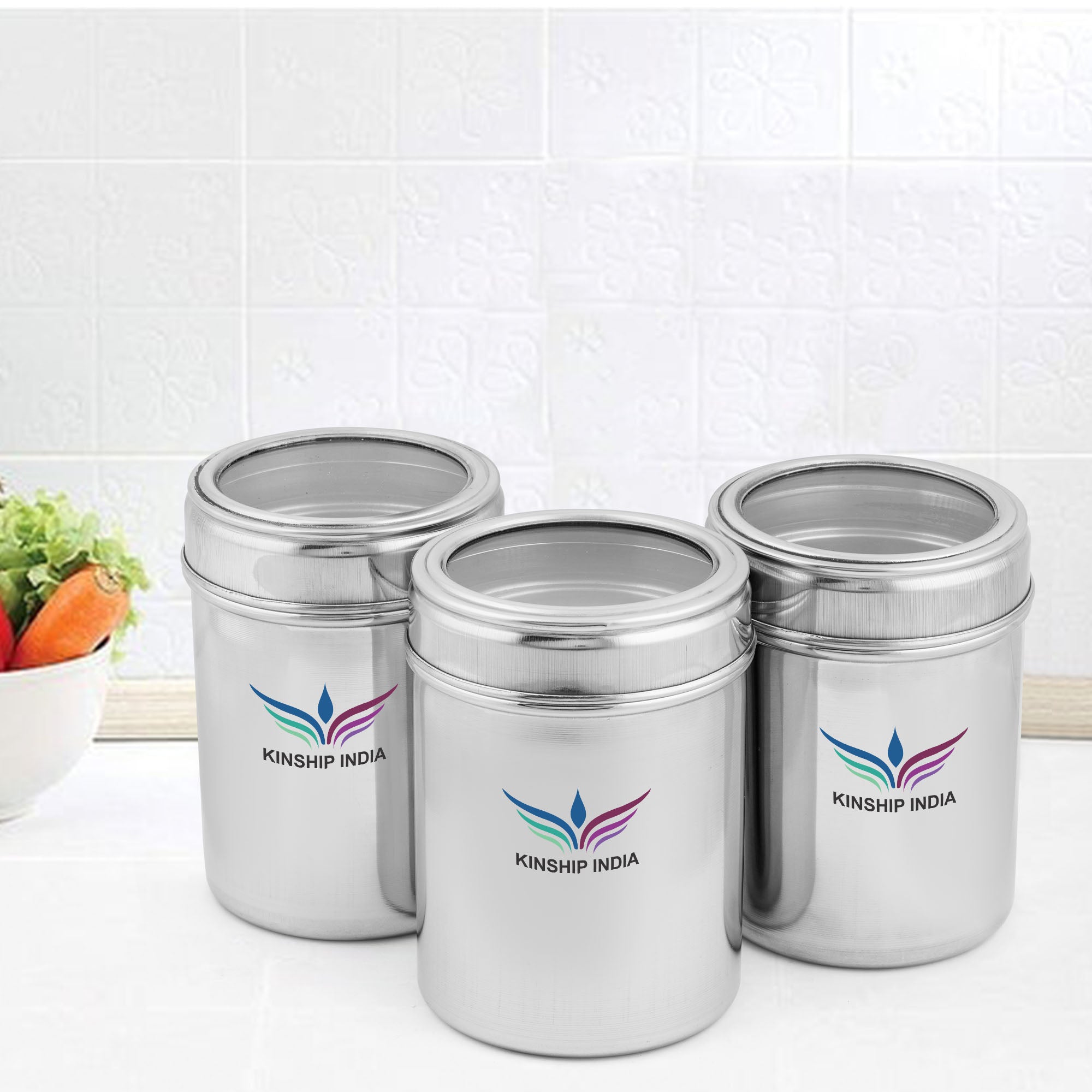 Stainless Steel See Through Containers Set Of 3